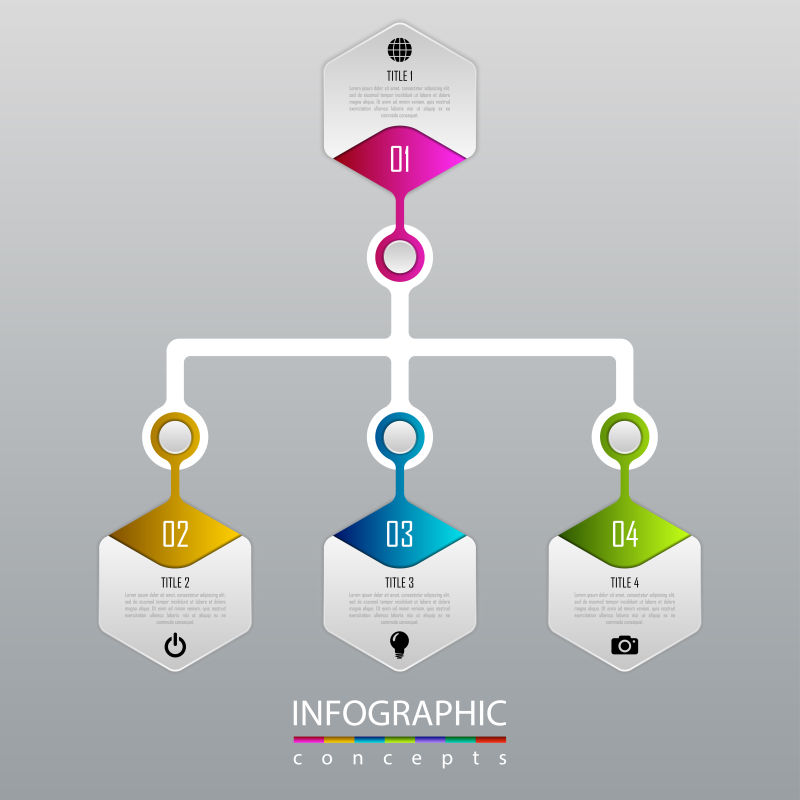 创意矢量彩色商业树状图信息图表设计
