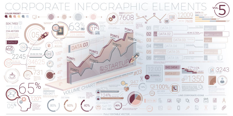 现代企业信息图表矢量设计