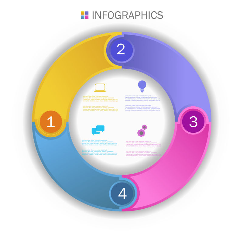 创意矢量彩色环形信息图表设计