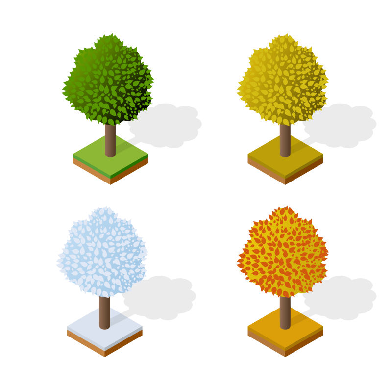 抽象矢量等距的树叶插图