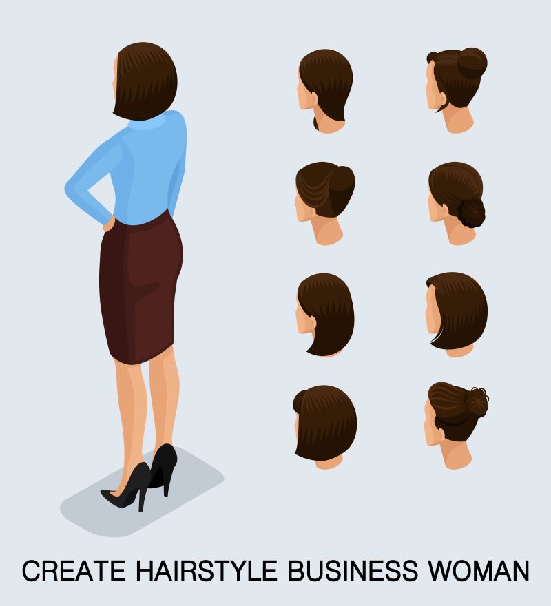 创意矢量现代商业女性等距插图