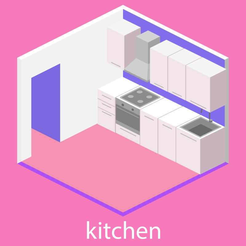 厨房的内部结构矢量插图