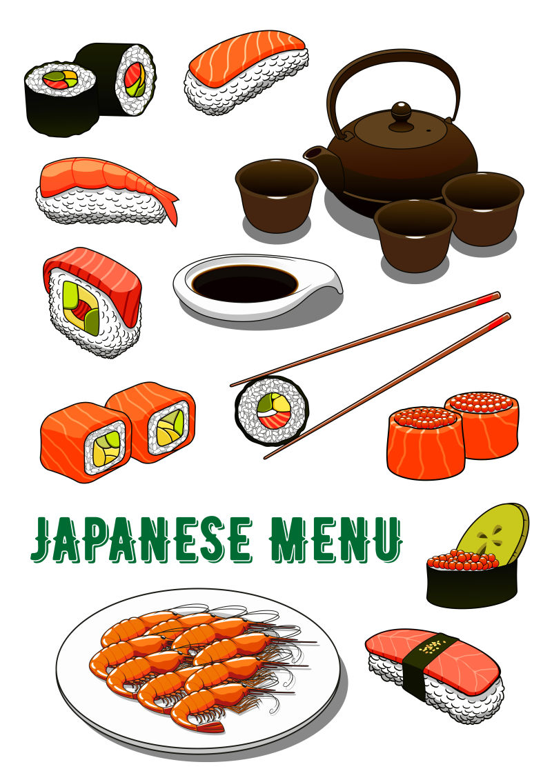 抽象矢量日本食品设计元素
