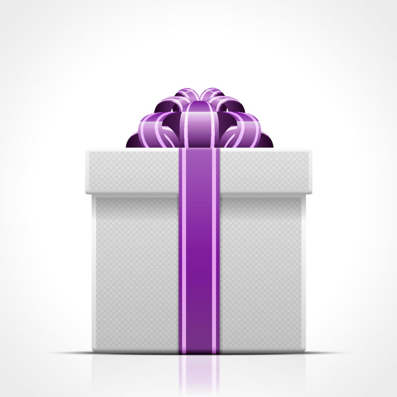 矢量紫色丝带装饰的礼品盒