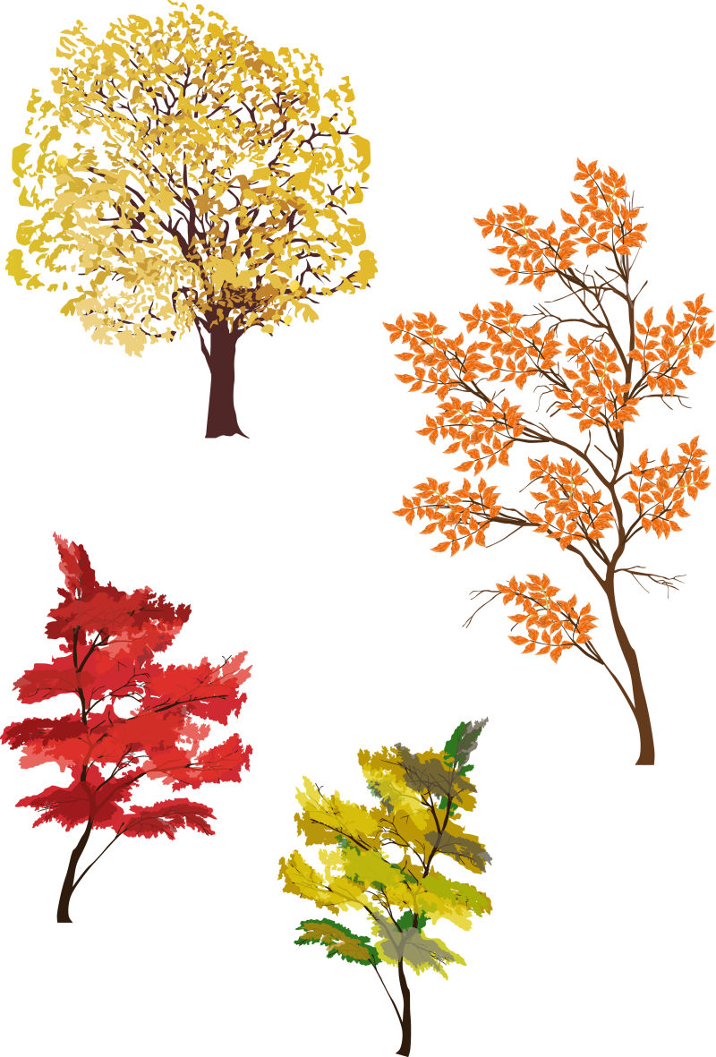抽象矢量彩色树木设计元素