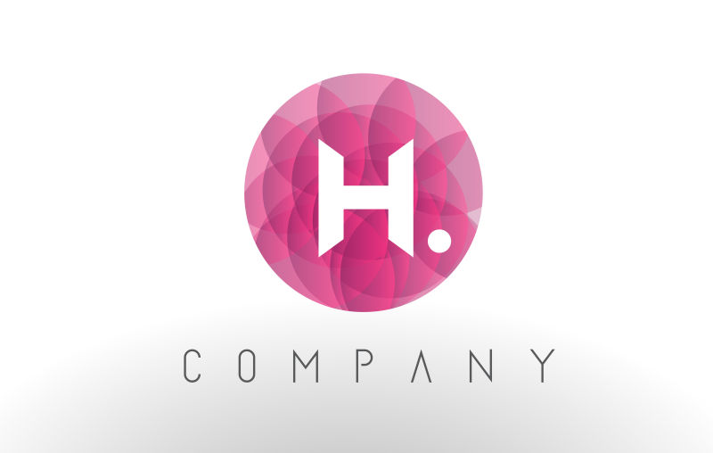 矢量粉色圆形字母H标志