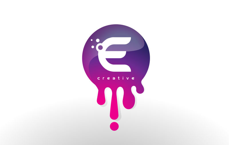 矢量紫色字母E标志