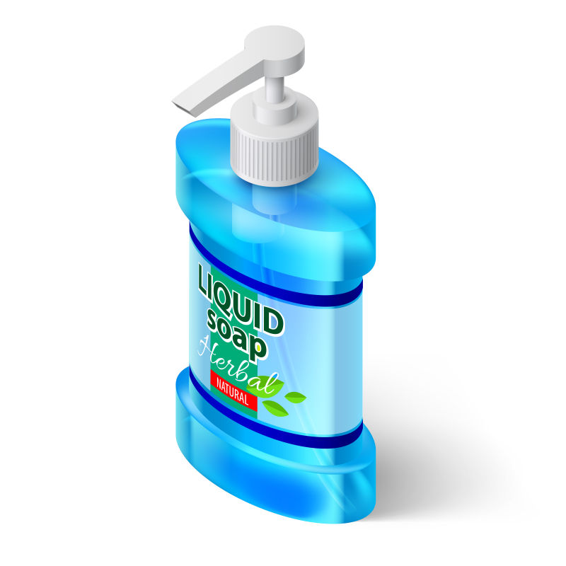 抽象矢量蓝色液体肥皂包装设计