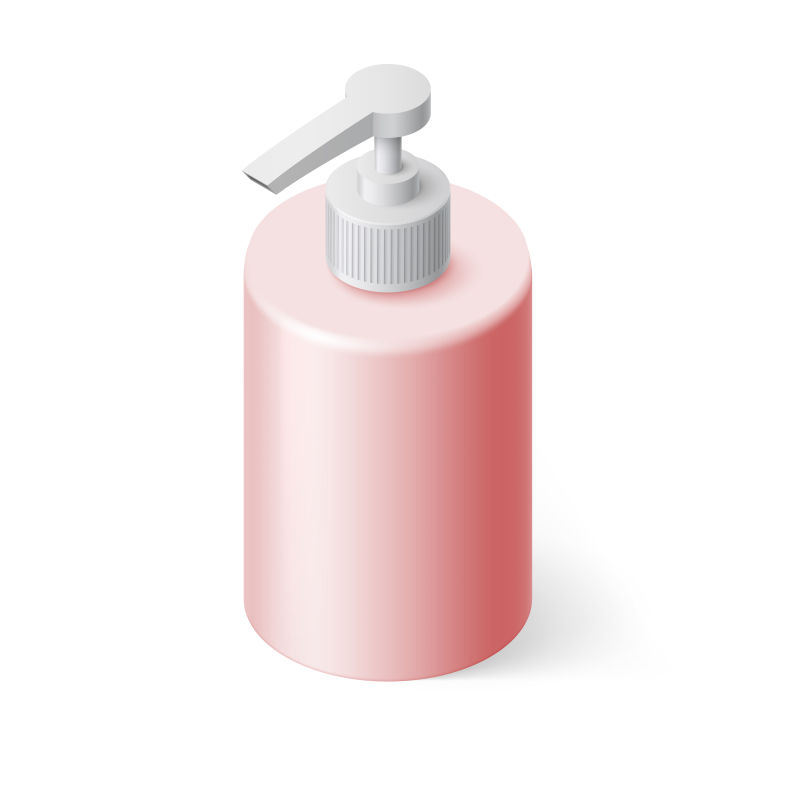 抽象矢量粉色液体肥皂瓶子设计