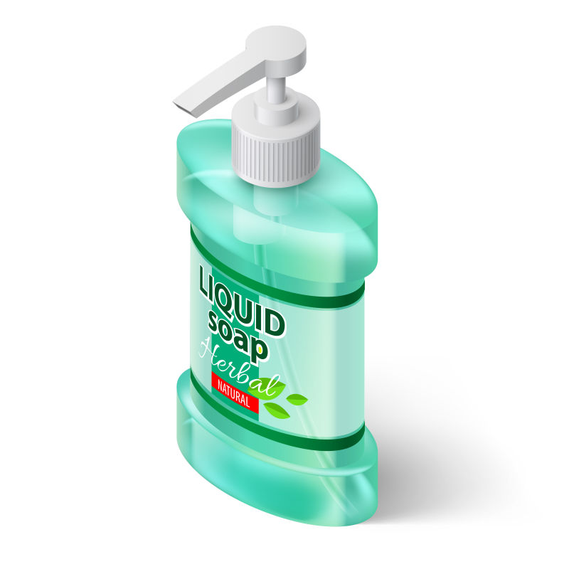 抽象矢量现代液体肥皂瓶子包装设计