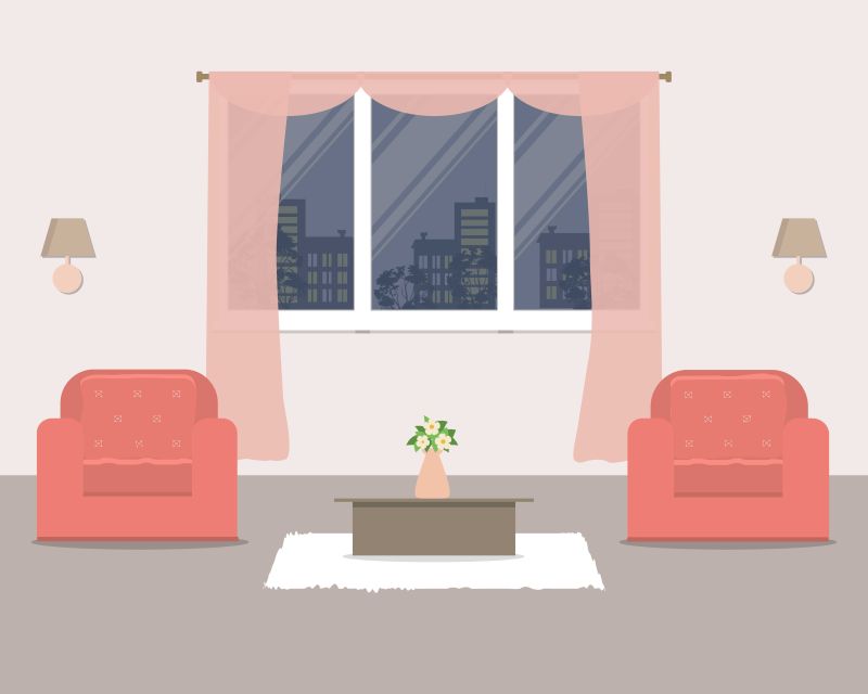 抽象矢量现代粉色室内设计插图