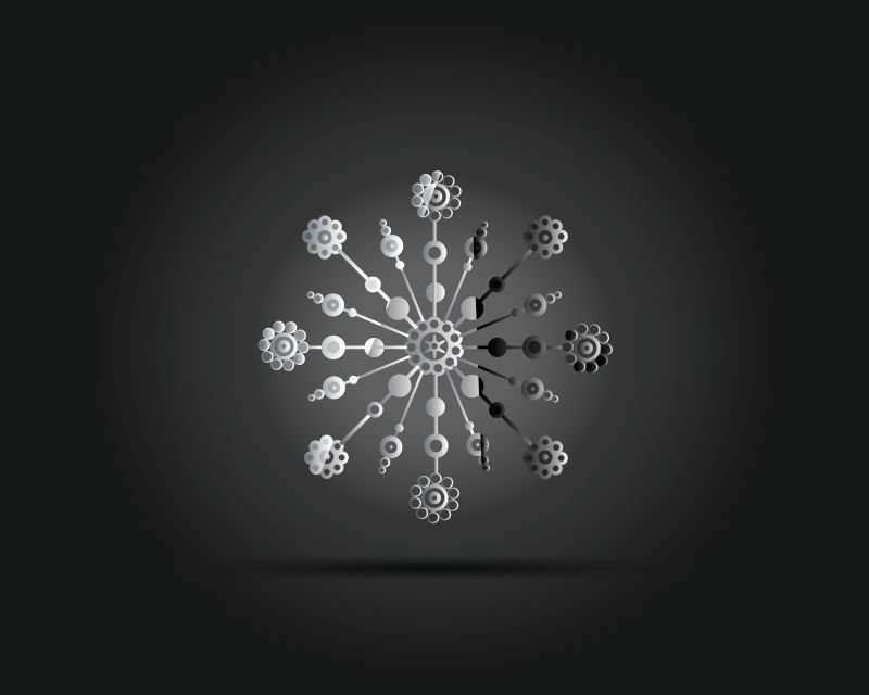 矢量抽象现代玻璃雪花标志设计