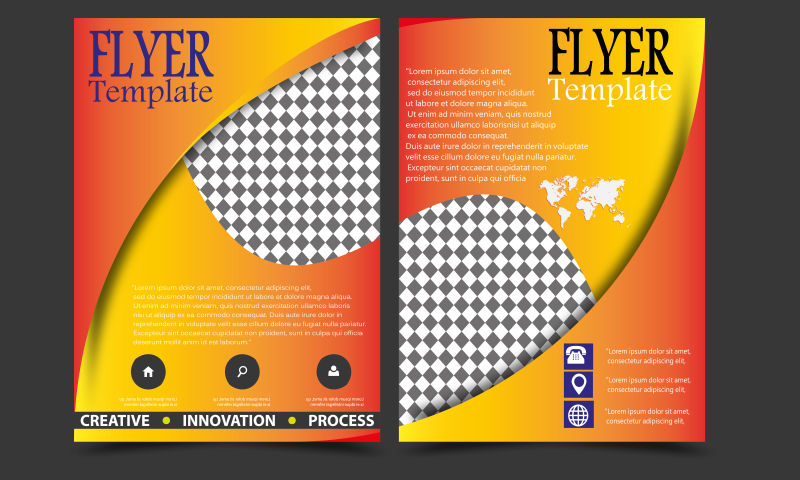 橙色几何图案宣传手册矢量设计