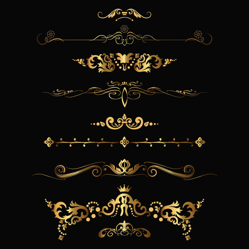 金色传统花纹装饰矢量设计