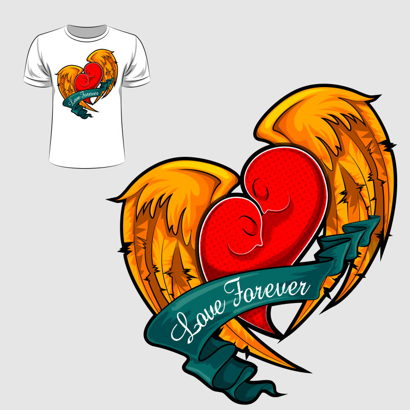 创意爱情鸟元素的矢量T恤图案设计