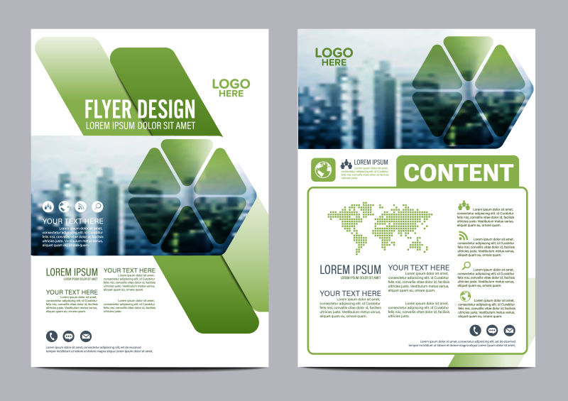 创意绿色几何元素的矢量宣传册平面设计