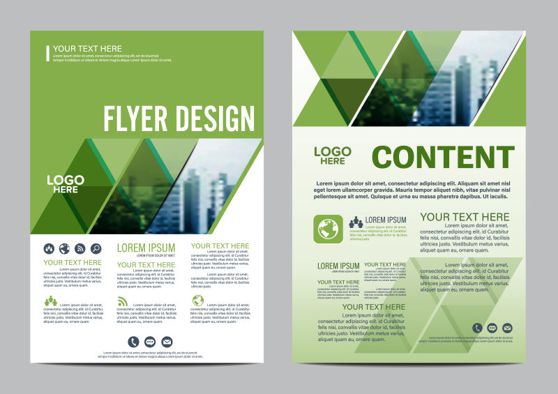 创意矢量绿色现代几何风格的宣传册