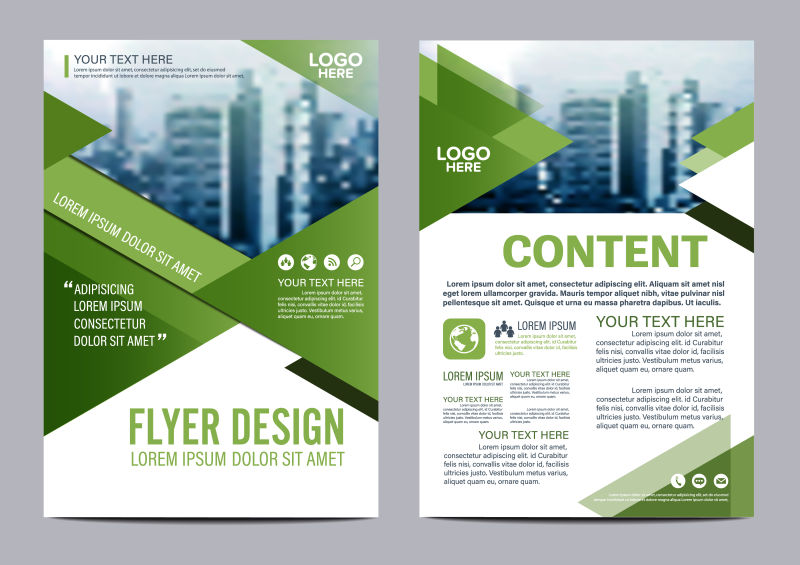 矢量绿色几何元素的商业宣传册封面设计