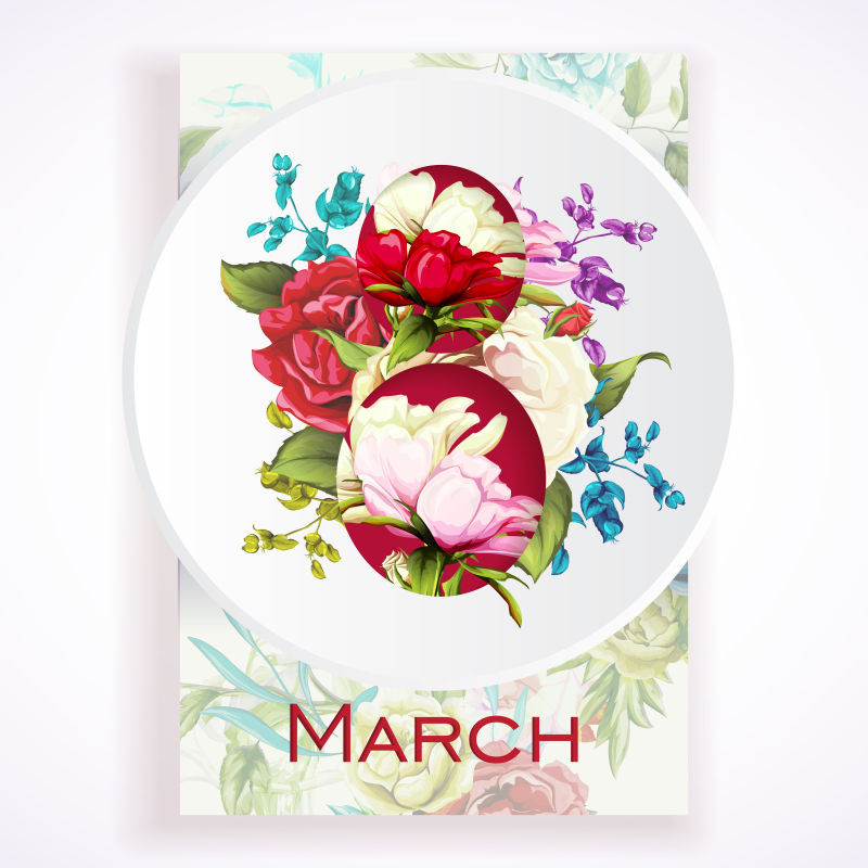 妇女节花卉装饰卡片矢量设计