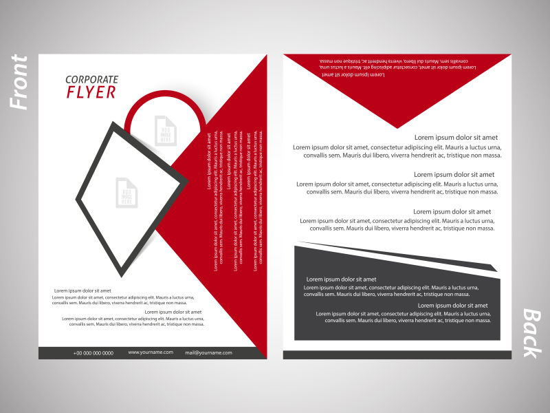 抽象矢量现代经典红色黑色宣传单设计