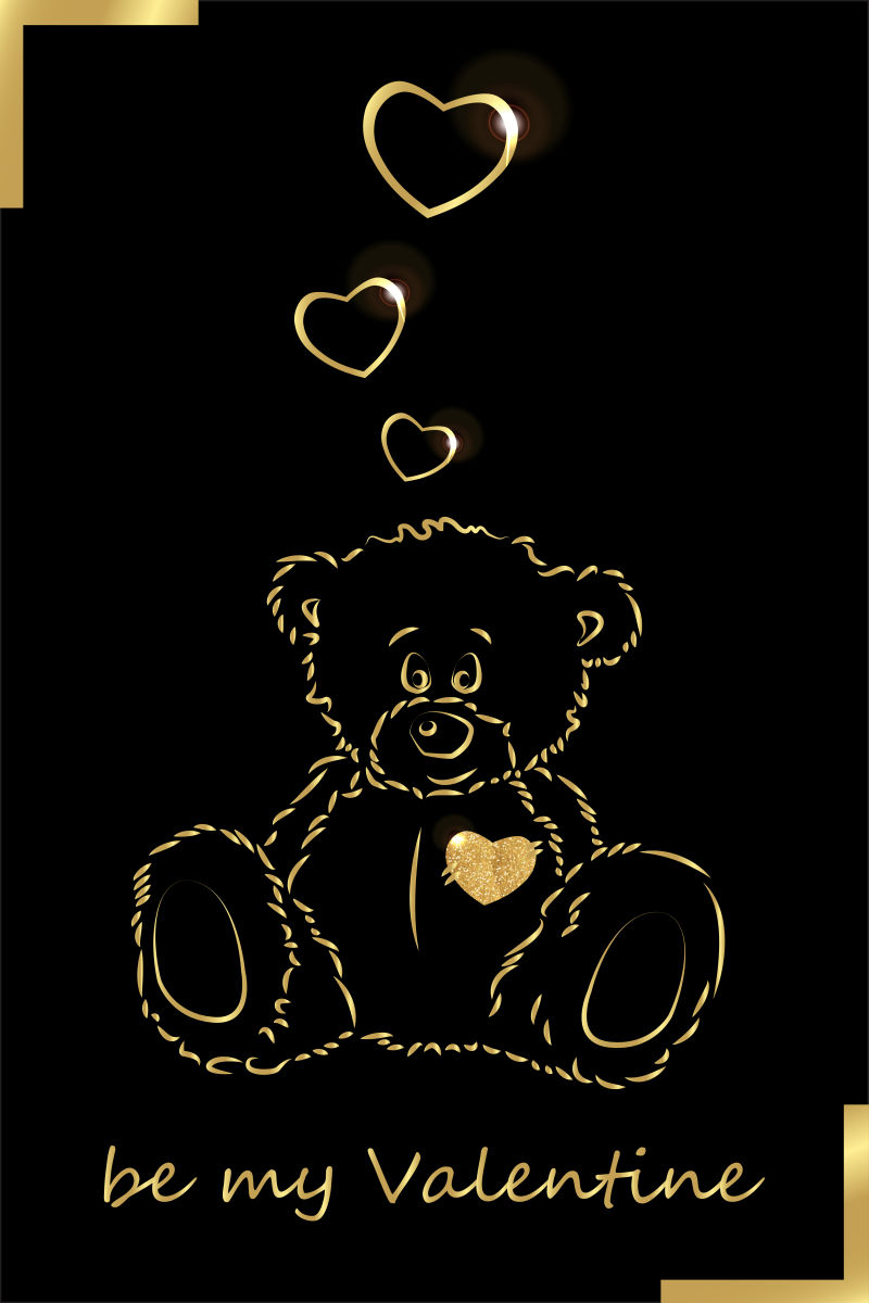贺卡蛋糕和熊和心脏为他的生日它可以用作情人节贺卡摘要矢量背景海报