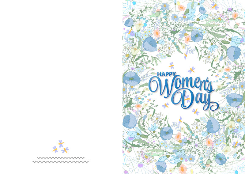 矢量的蓝色花卉图案妇女节贺卡设计