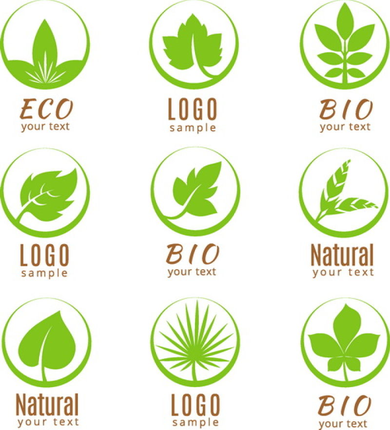 抽象矢量现代生态主题的绿色图标设计