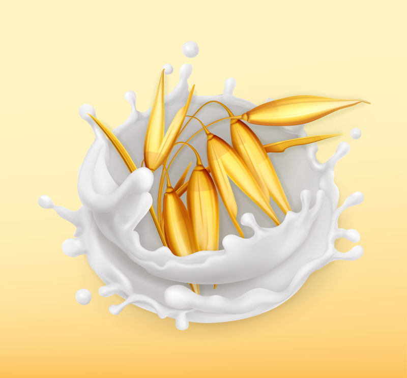 创意矢量现代燕麦牛奶设计插图