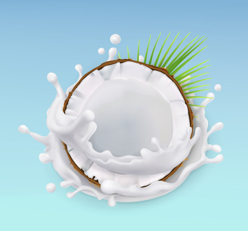 创意矢量现代椰子牛奶设计插图