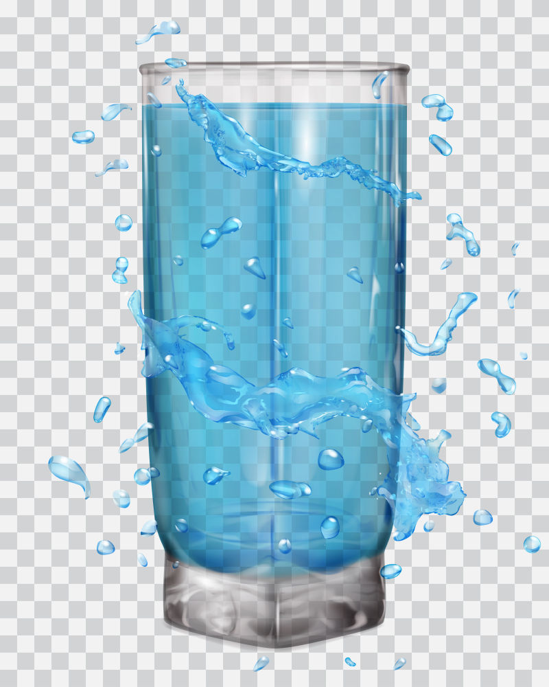 抽象矢量水杯旁的水滴设计