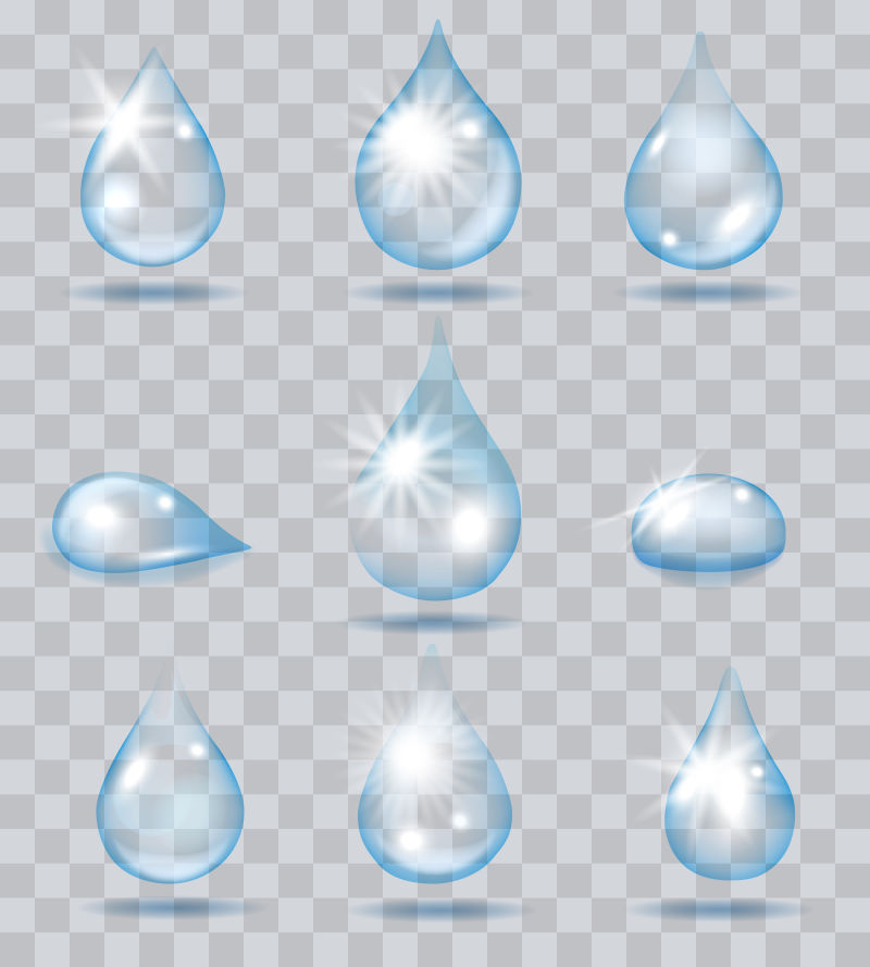 矢量抽象现代透明水滴设计元素