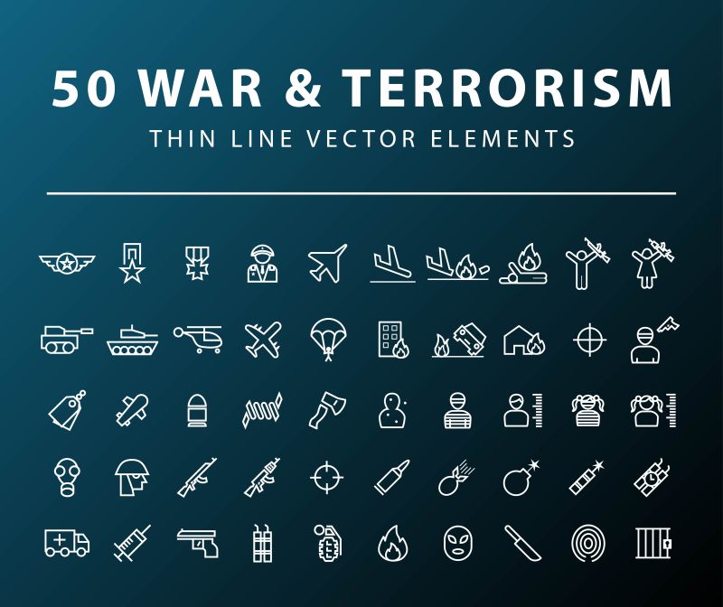 抽象矢量战争恐吓主题图标设计