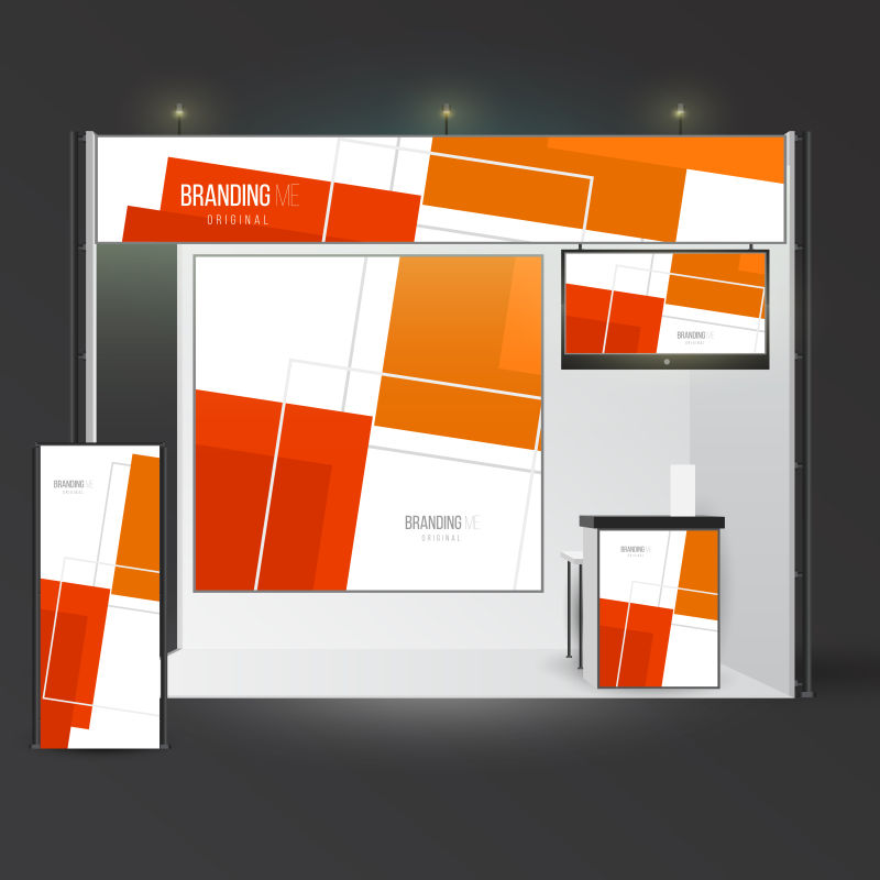 抽象矢量橙色创意企业宣传广告展览设计