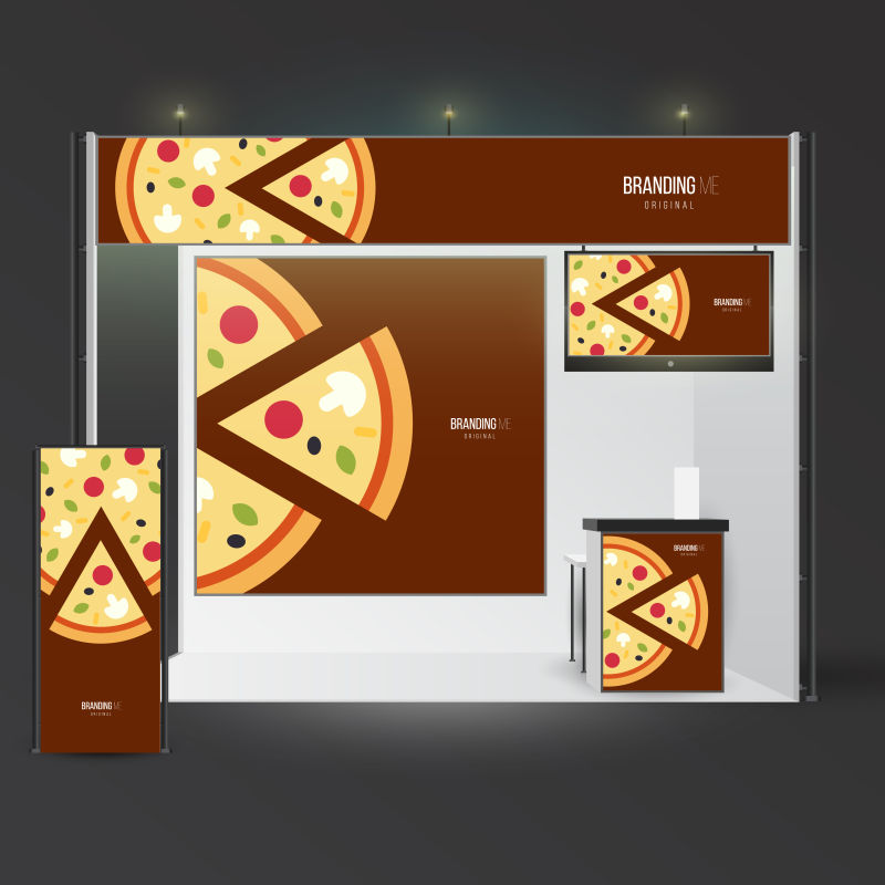 抽象矢量现代披萨元素的宣传广告展览设计