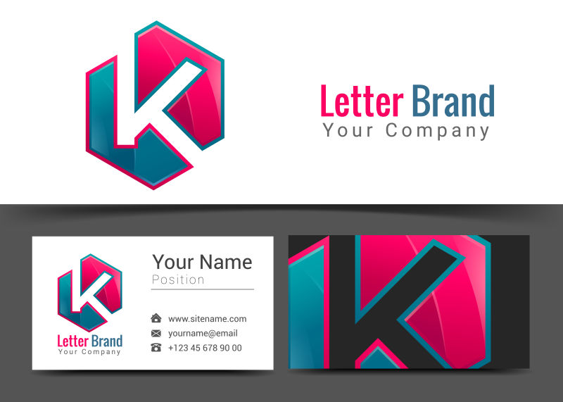 抽象矢量彩色字母k标志设计