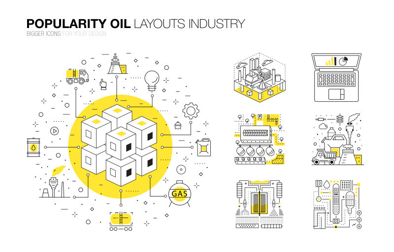 创意矢量扁平风格的石油工业插图
