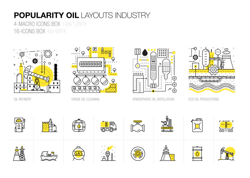 矢量石油工业概念的线条插图