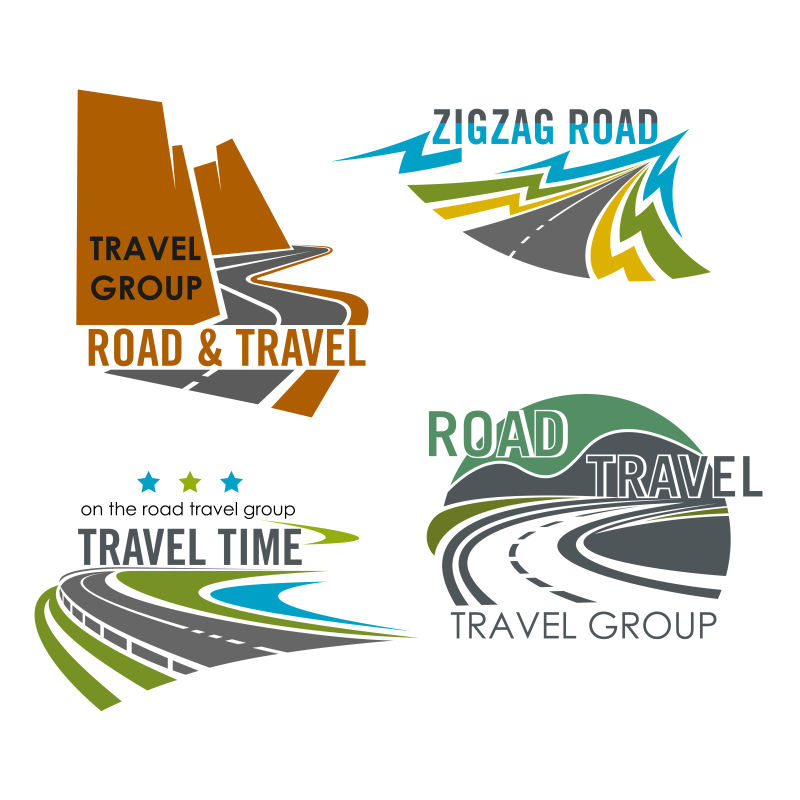 抽象矢量公路旅游主题标志设计