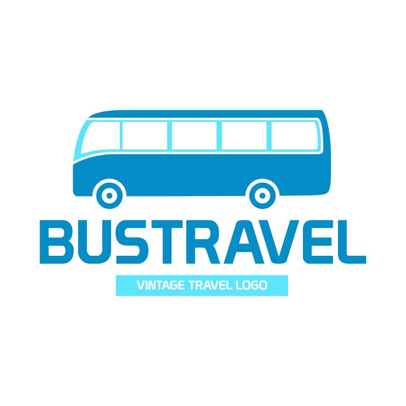 抽象矢量旅游巴士标志设计插图