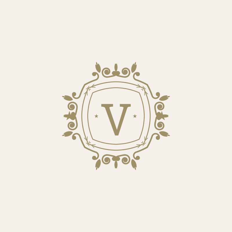 字母V繁荣书法书法符号模板