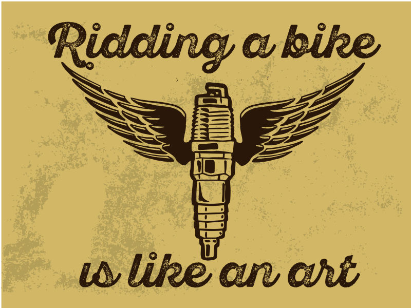 矢量摩托车主题创意平面插图设计
