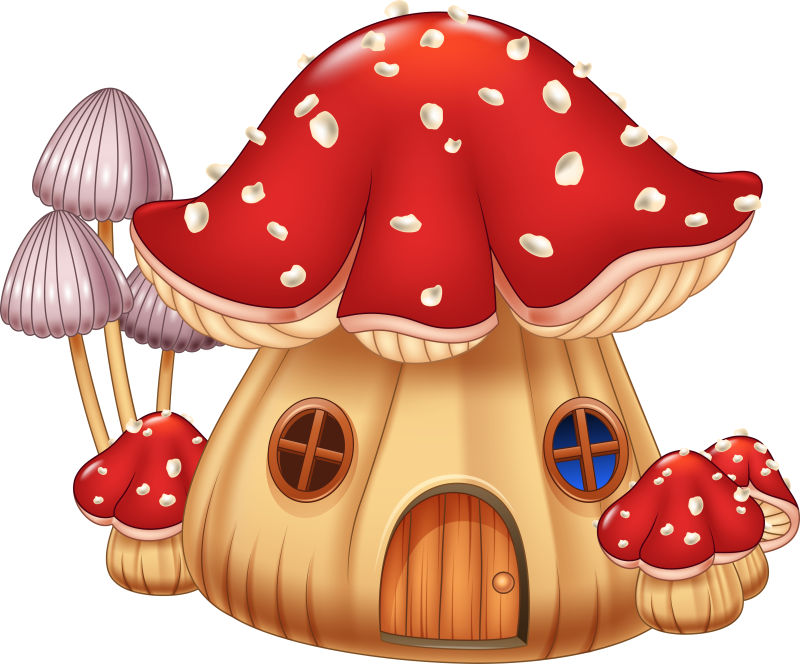 矢量的卡通蘑菇小屋