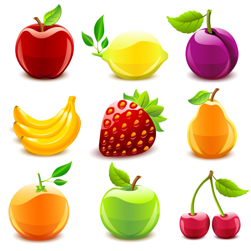 抽象矢量卡通风格的的美味水果设计