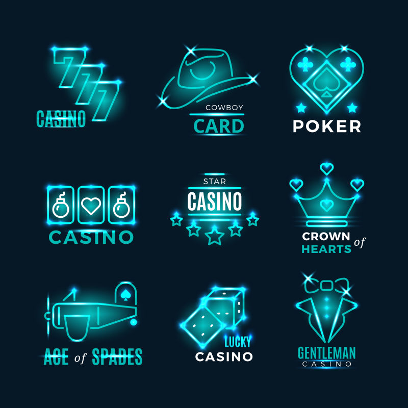 创意矢量赌场概念的霓虹灯设计