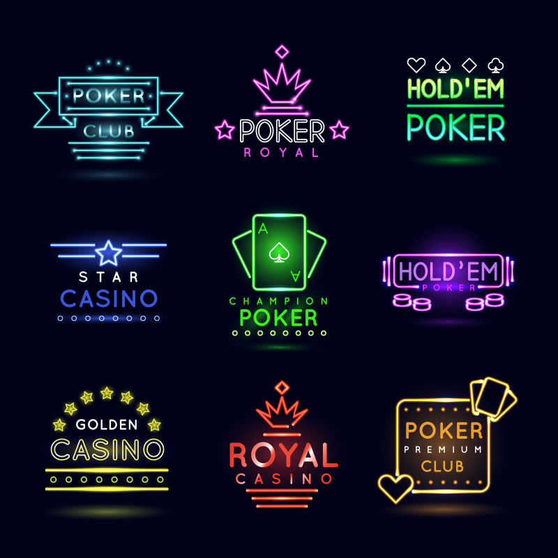 抽象矢量现代赌场元素霓虹灯设计