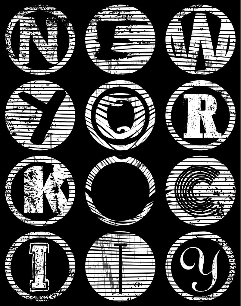 纽约城市排版；T恤图形；矢量