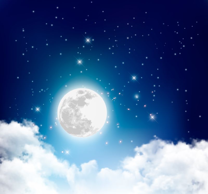 抽象矢量现代美丽的夜空中的月亮插图设计