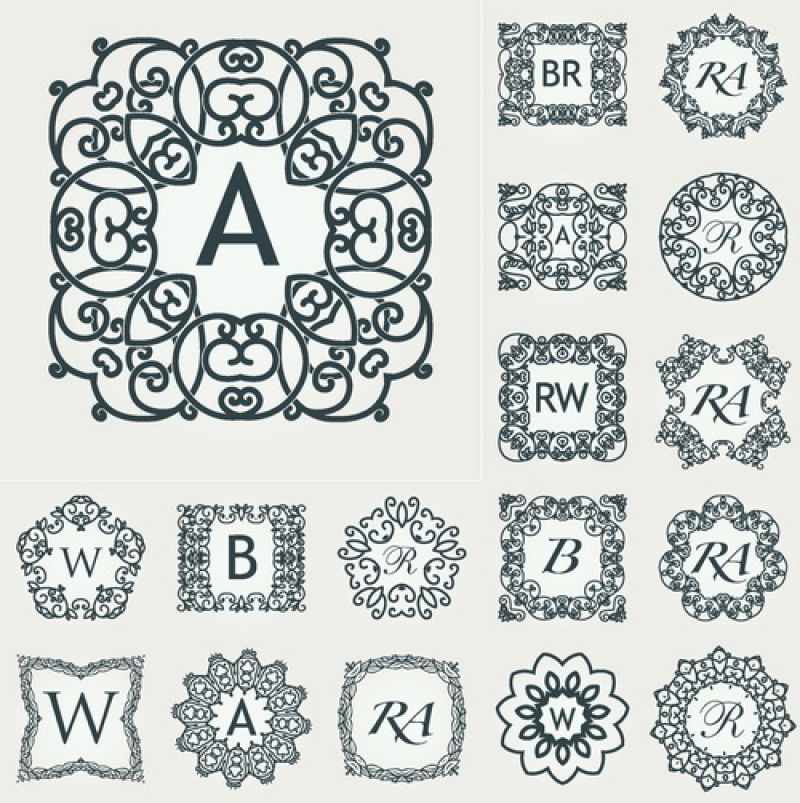抽象矢量花纹装饰字母标志设计