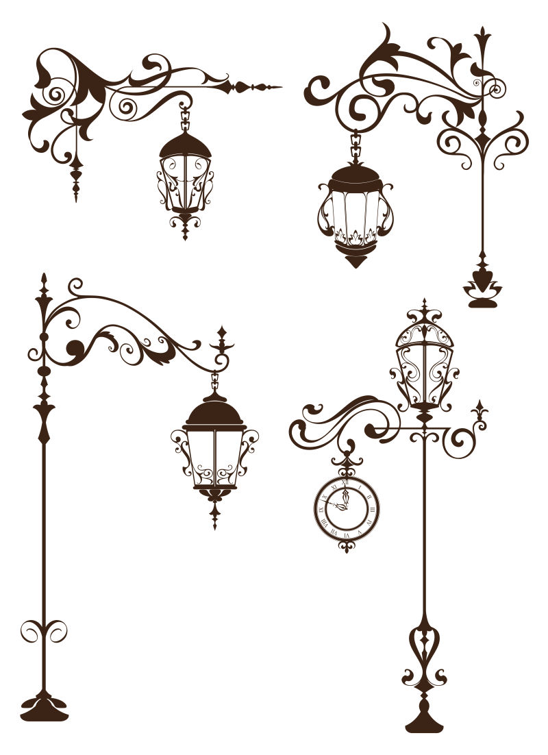 创意矢量现代古典装饰的路灯设计