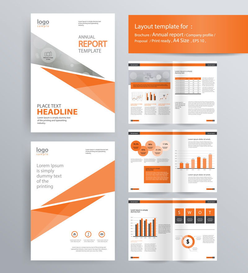创意矢量橙色商业信息宣传册设计